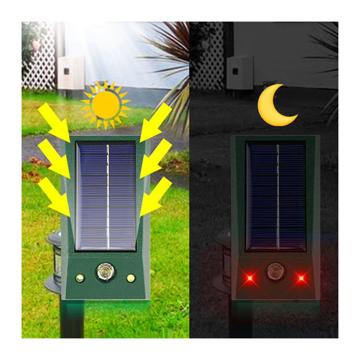 APWIKOGER Solarbetriebenes Ultraschall-Vogelabwehrmittel mit LED-Blinklicht, IP66 wasserdicht zur Taubenabschreckung - Bild 2