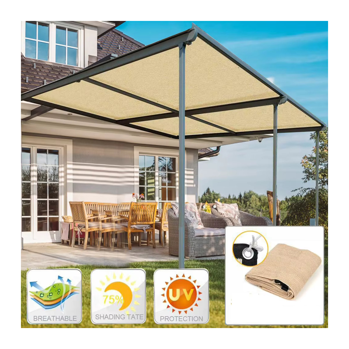 APWIKOGER Sonnenschutz Netz mit UV-Schutz für Terrasse und Garten als Schattennetz und Pflanzenbeschattung - Bild 5