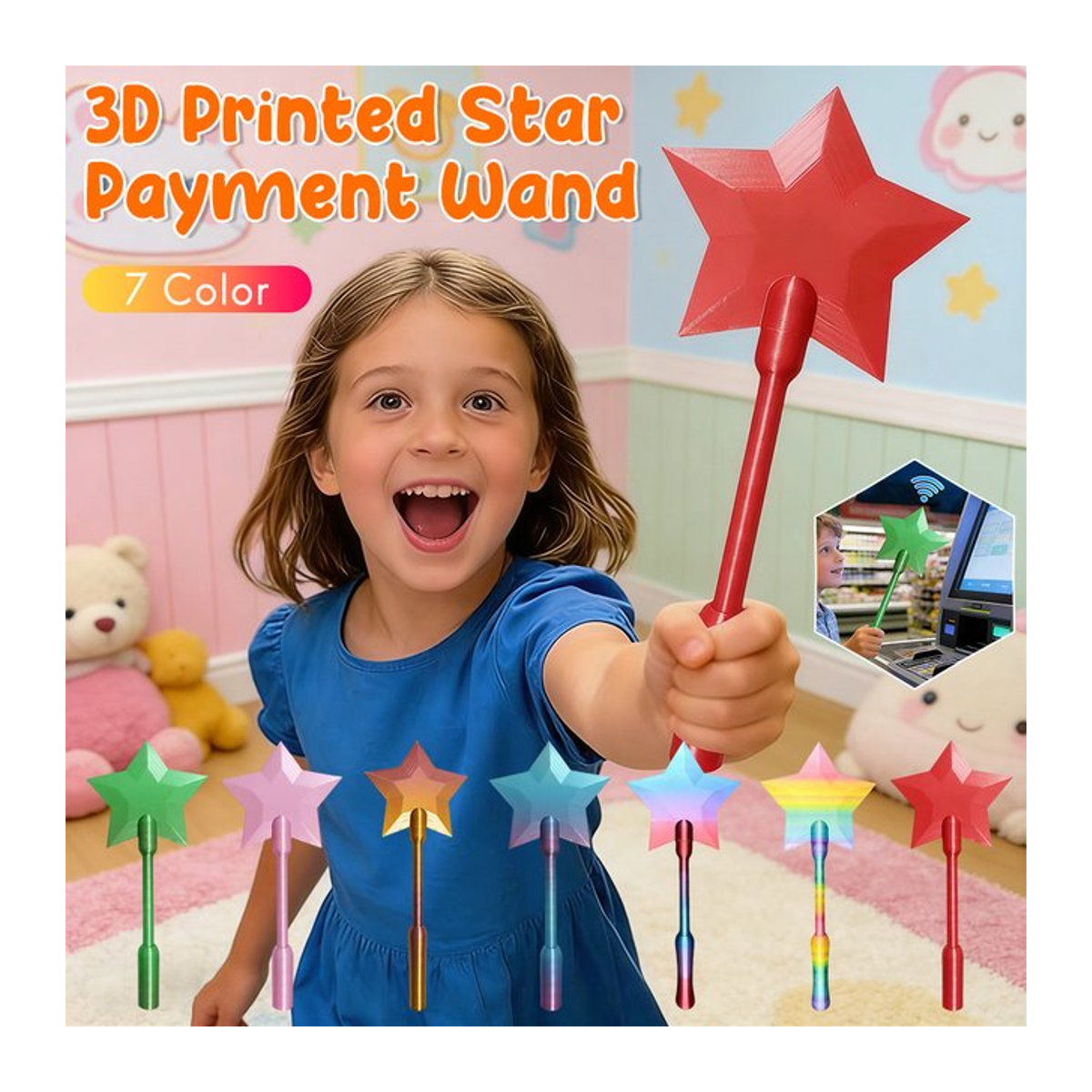 APWIKOGER Starlight Magic Wand Tap-to-Pay Kartenhalter aus Kunststoff, mehrfarbig - Bild 1