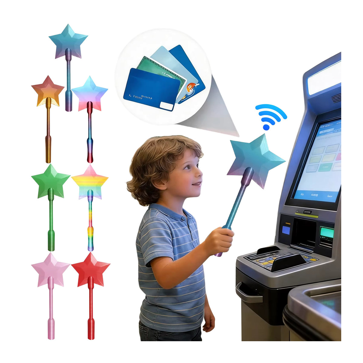 APWIKOGER Starlight Magic Wand Tap-to-Pay Kartenhalter aus Kunststoff, mehrfarbig - Bild 2
