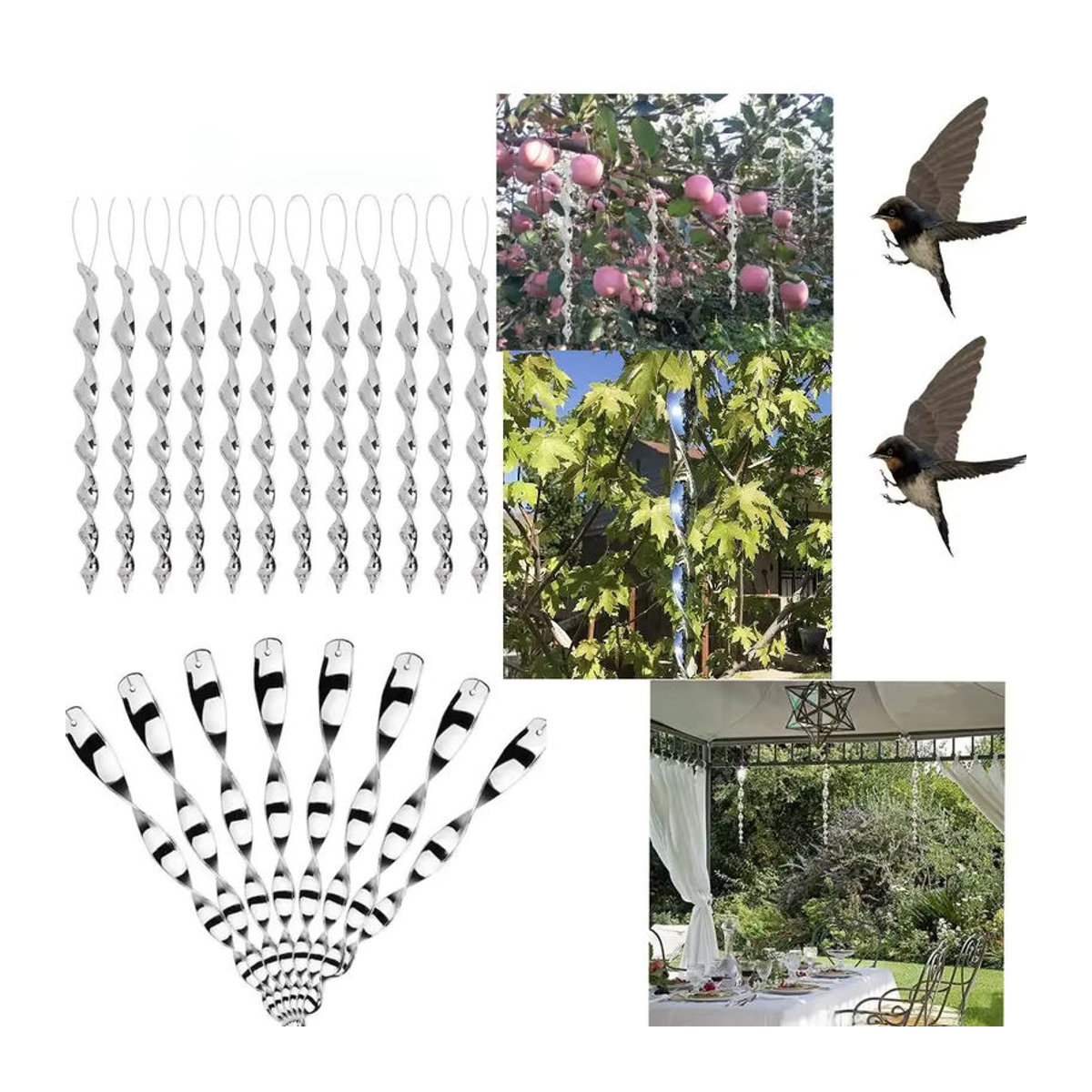 APWIKOGER Vogelabwehr Windspiralen Set zur Taubenabwehr als rotierende Gartenornamente für den Außenbereich, 72/12 Stück - Bild 4