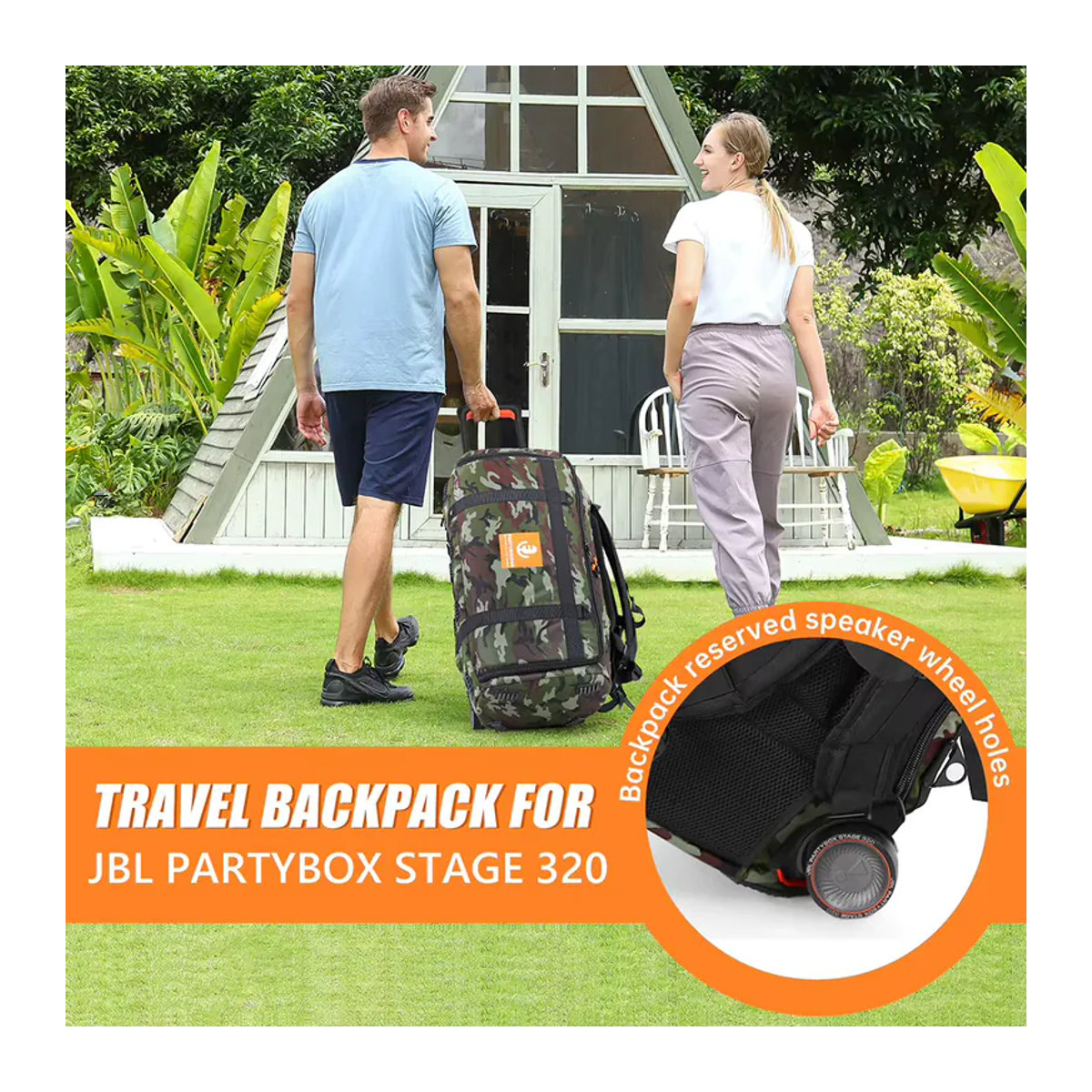 APWIKOGER Wasserdichte und sturzsichere Lautsprechertasche als Tragetasche oder Rucksack für JBL Partybox Stage 320, Schwarz oder Grün - Bild 4