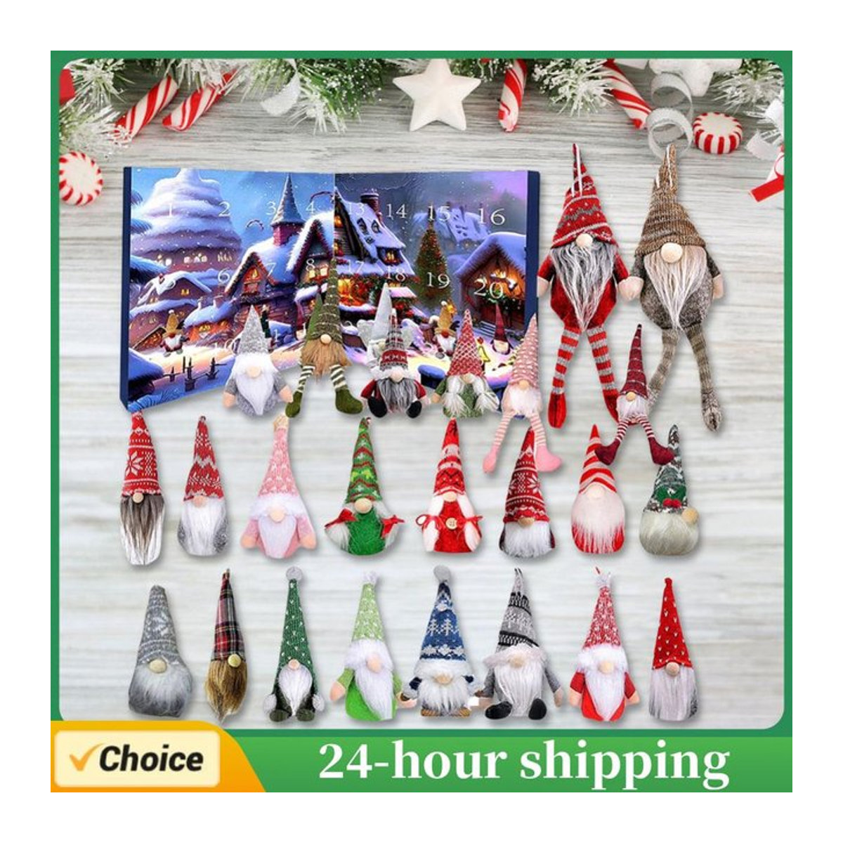 APWIKOGER Weihnachts-Countdown-Kalender mit 24 Zwergen-Plüschspielzeug in Blau und Mehrfarbig für Kinder - Bild 1