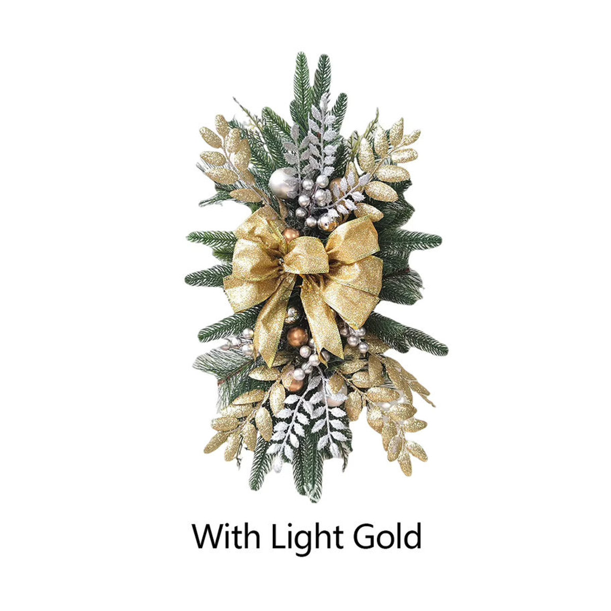 APWIKOGER Weihnachts Kranz Hängeornament als Dekorative Girlande in Grün und Gold mit Blättern aus Textil - Bild 7