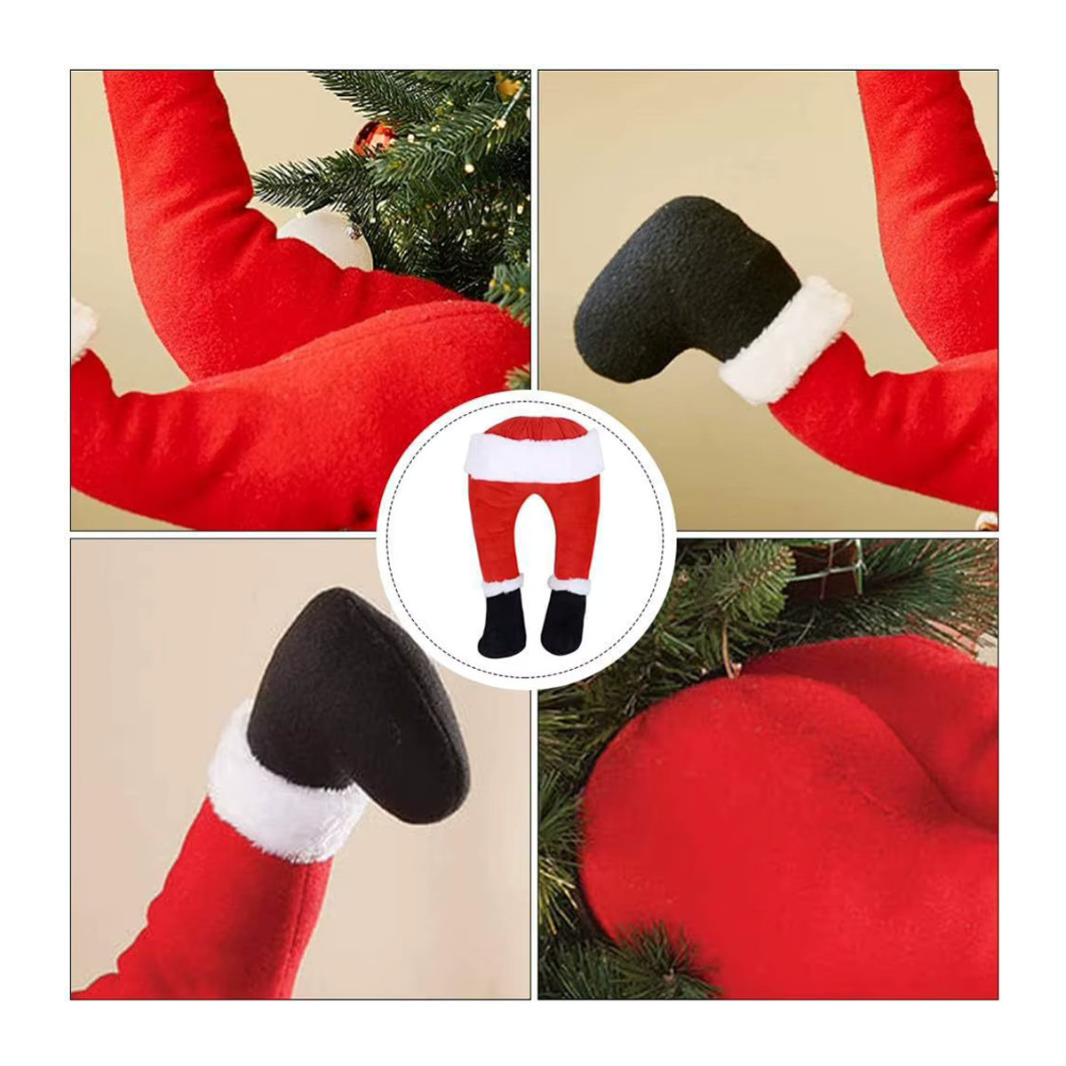 APWIKOGER Weihnachtsmannbeine als Baumspitze aus Textil in Rot zur Weihnachtsbaumdekoration - Bild 6