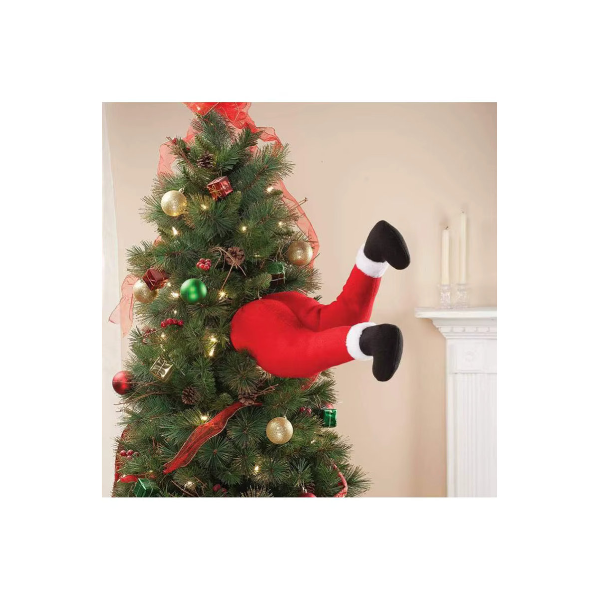 APWIKOGER Weihnachtsmannbeine als Baumspitze aus Textil in Rot zur Weihnachtsbaumdekoration - Bild 7