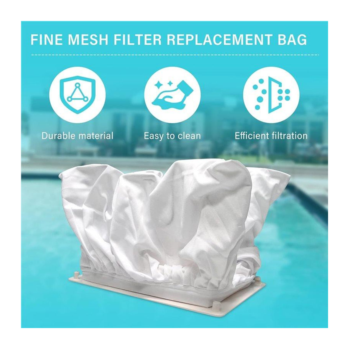 Aquafirst Ersatzfilterbeutel für Poolreiniger mit feinem Netzdesign, Farbe Weiß, kompatibel mit Aquabot 8111 8101 A8111PK - Bild 5