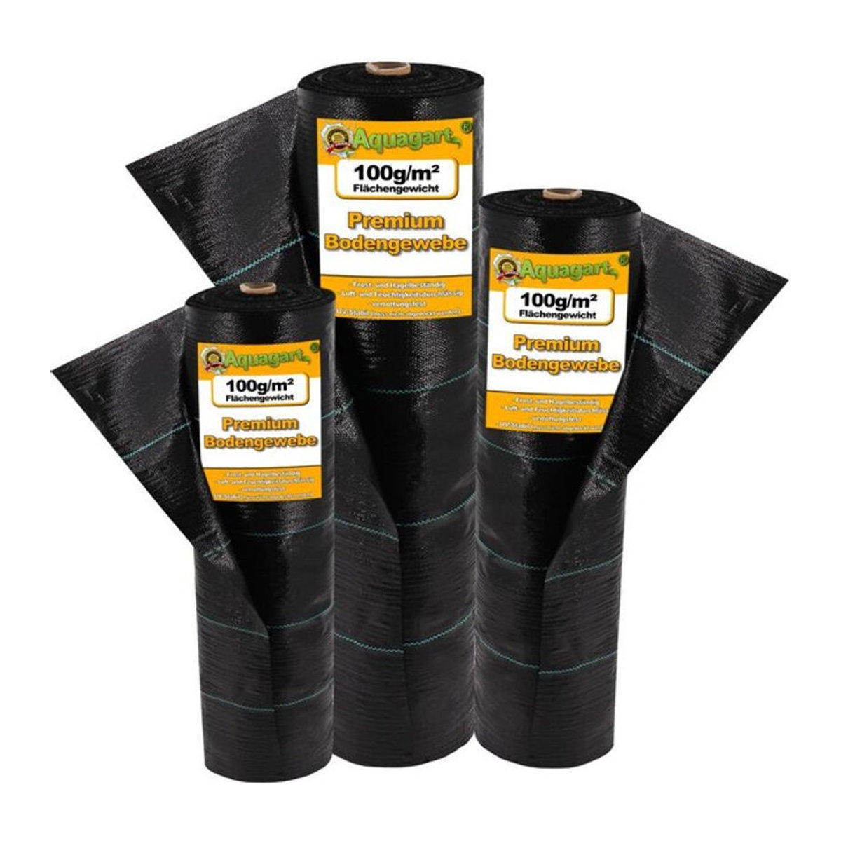 Aquagart Bodengewebe Unkrautfolie und Mulchfolie Schwarz, 176m², Breite: 1 m, 100g/m² - Bild 1