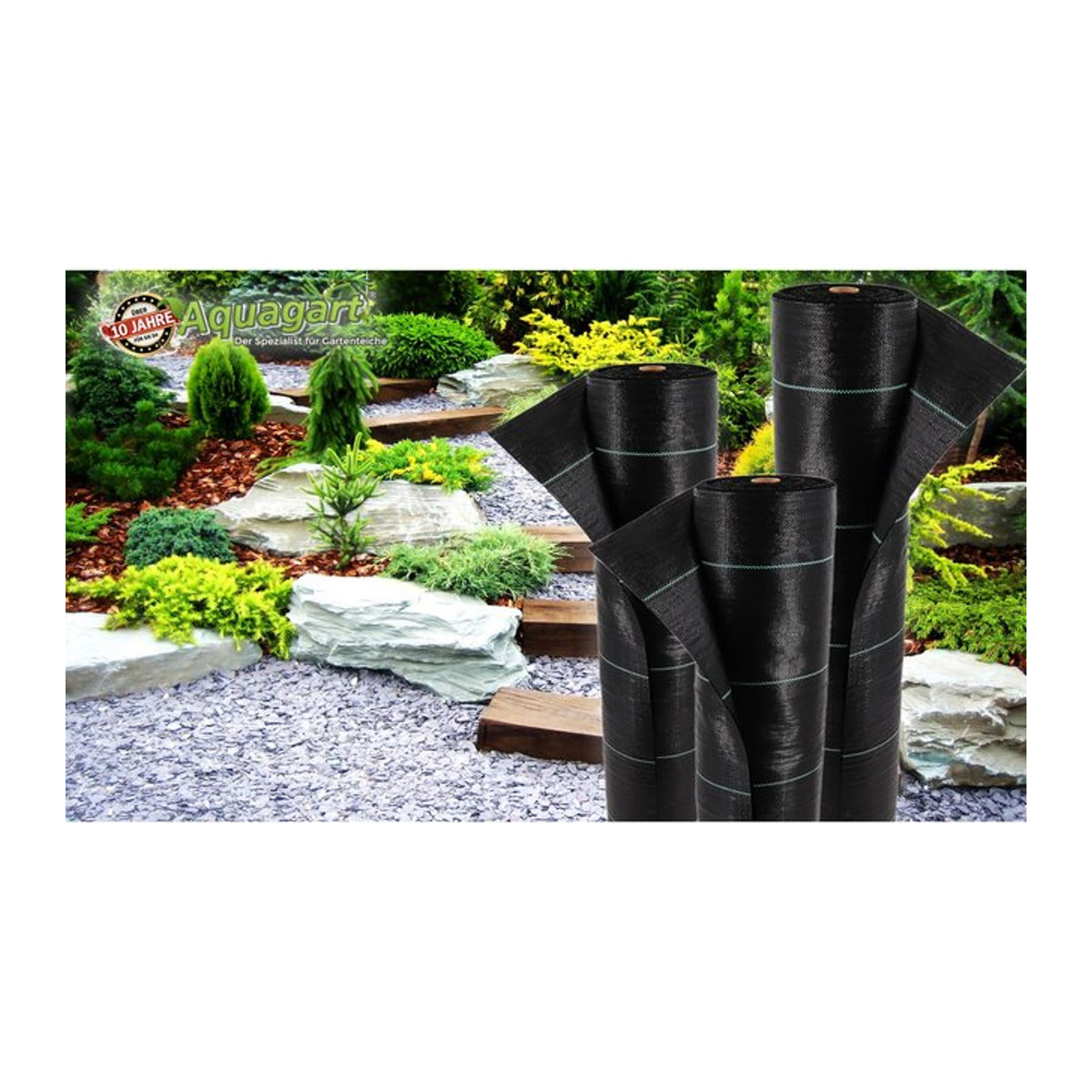 Aquagart Bodengewebe Unkrautfolie und Mulchfolie Schwarz 240m² 1m breit 100g/m² - Bild 1