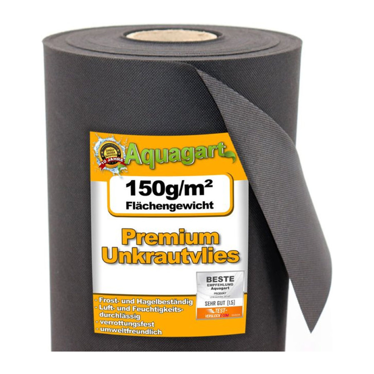 Aquagart Gartenvlies Unkrautvlies als Mulchfolie 150g, Breite: 1,2 m, Fläche: 156 m² - Bild 1