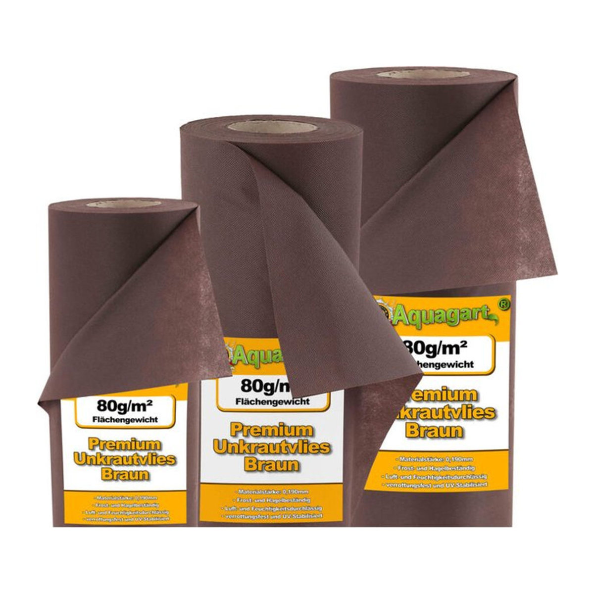 Aquagart Gartenvlies Unkrautvlies Mulchvlies 24m², 80g, Breite: 1,6m, Braun - Bild 1