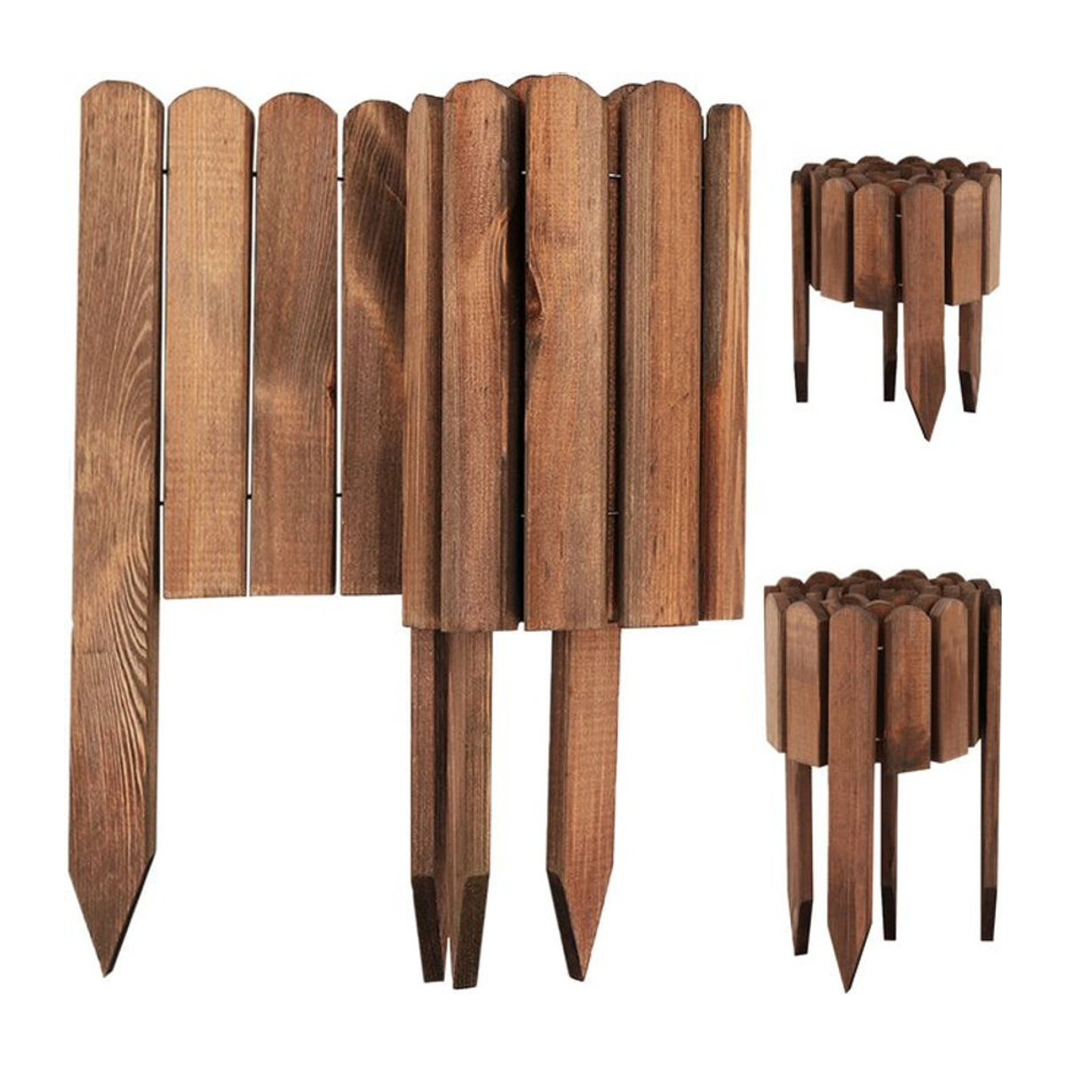 Aquagart Holz Rollzaun Dunkelbraun Beeteinfassung und flexible Beetumrandung für Wege und Rasenabgrenzungen - Bild 1