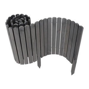Aquagart Holz Rollzaun Grau Anthrazit Beeteinfassung und flexible Beetumrandung für Beet- und Rasenabgrenzungen sowie Wege H: 20 cm, B: 200 cm