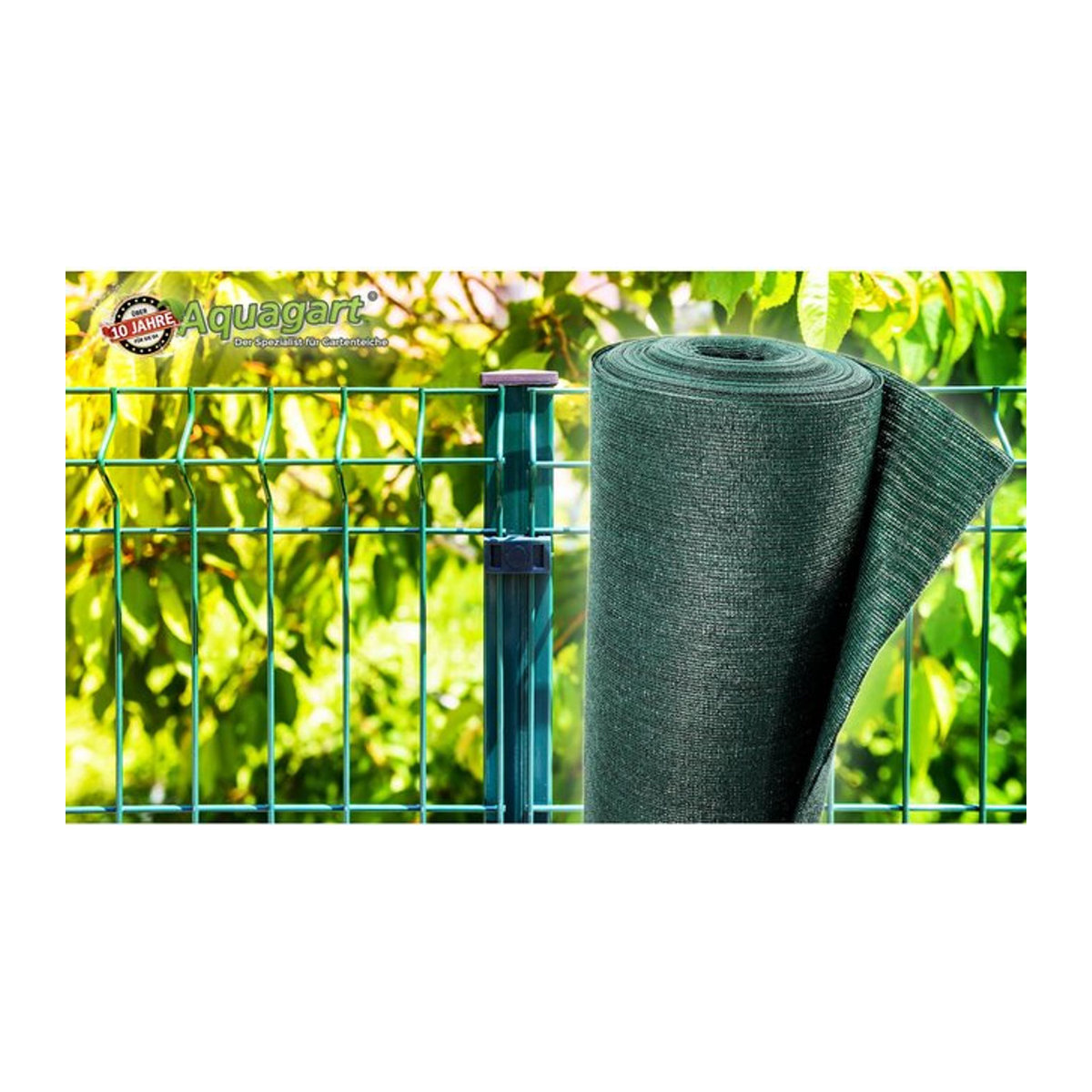 Aquagart Schattiernetz Sichtschutzzaun als Windschutznetz und Tennisblende in Grün, 55m x 2m, 150g/m² - Bild 1