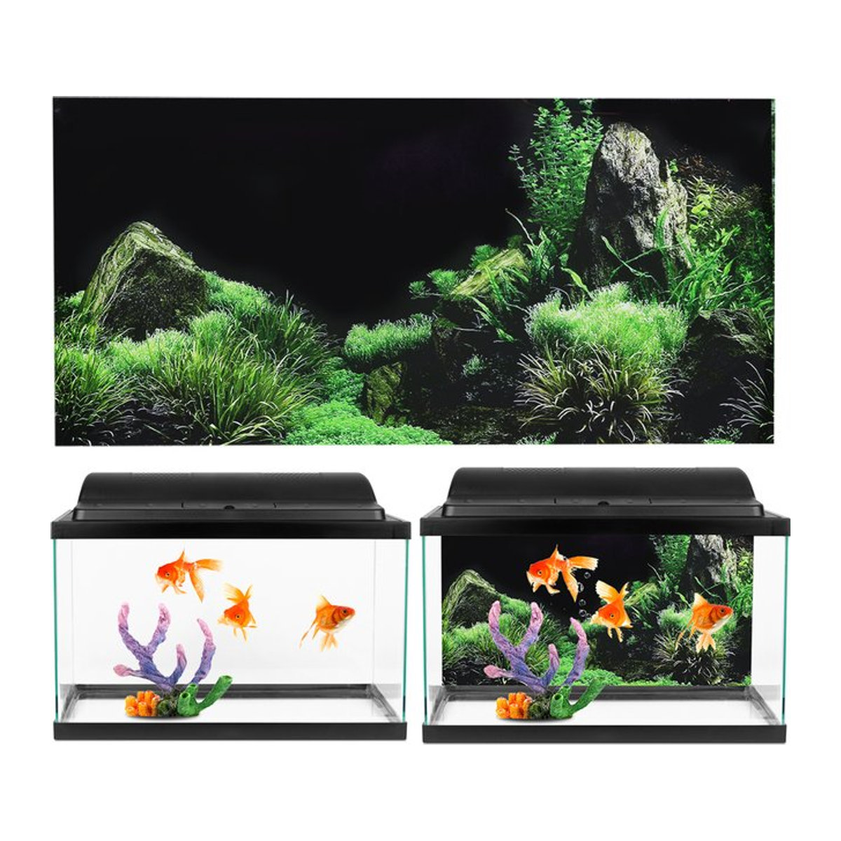 Aquarium Hintergrund Aufkleber Meeresboden Wasser Gras Dekoration aus PVC in Mehrfarbig - Bild 1