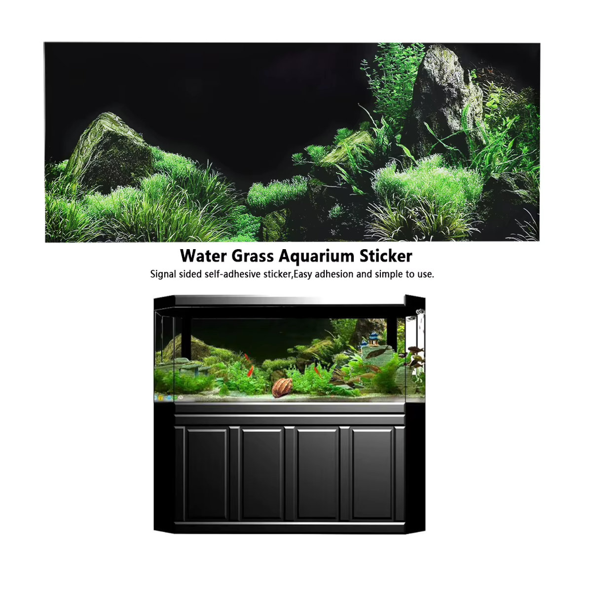 Aquarium Hintergrund Aufkleber Meeresboden Wasser Gras Dekoration aus PVC in Mehrfarbig - Bild 4
