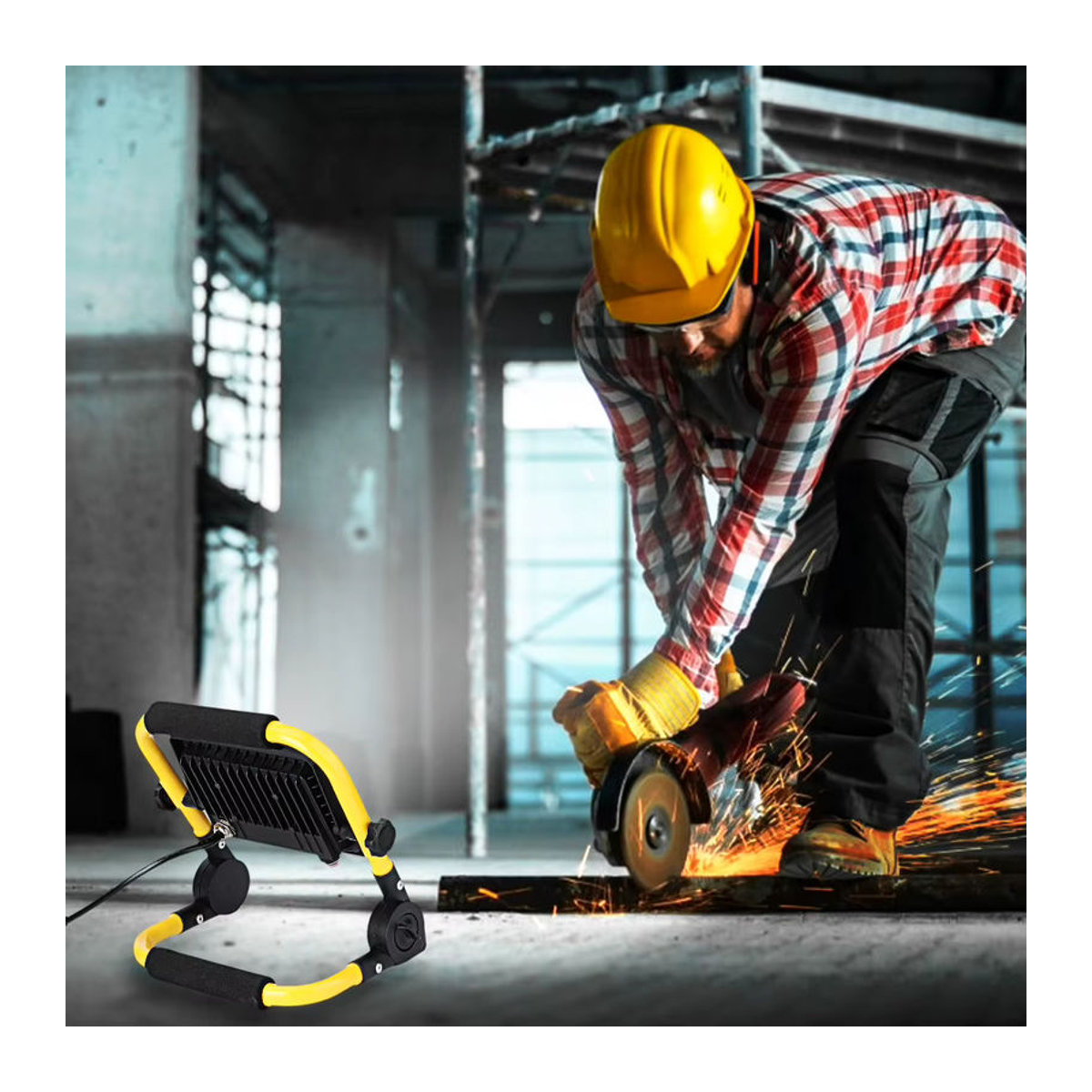 Aramox LED-Arbeitsleuchte IP65 wasserdichter tragbarer LED-Flutlicht-Scheinwerker mit Ständer und 5 m Kabel zur Notbeleuchtung - Bild 3