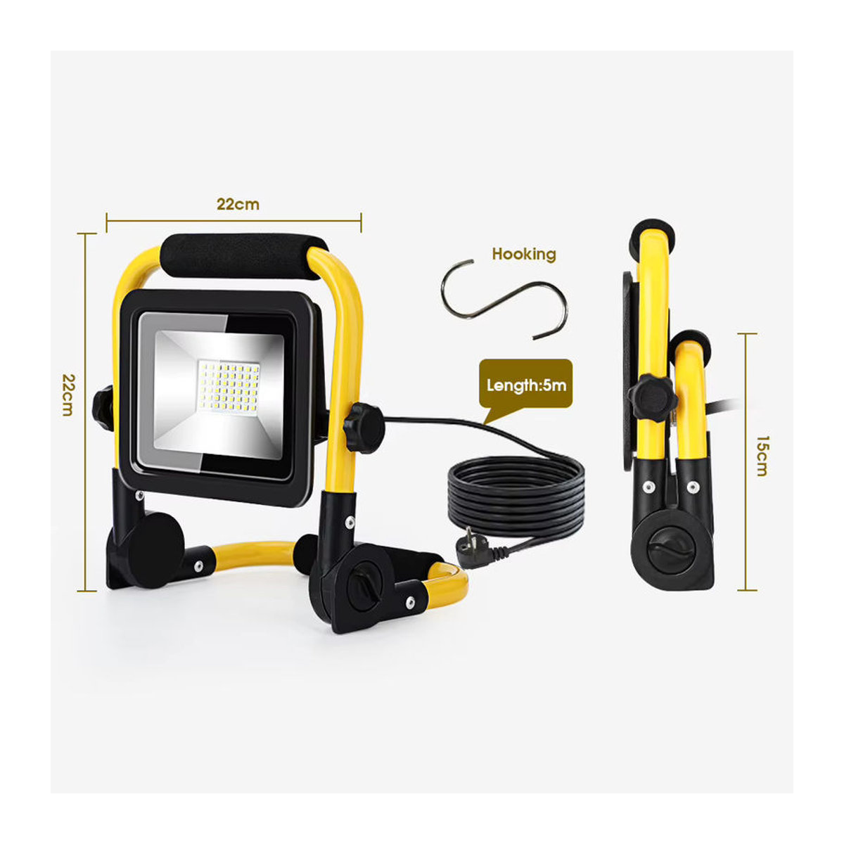 Aramox LED-Arbeitsleuchte IP65 wasserdichter tragbarer LED-Flutlicht-Scheinwerker mit Ständer und 5 m Kabel zur Notbeleuchtung - Bild 4