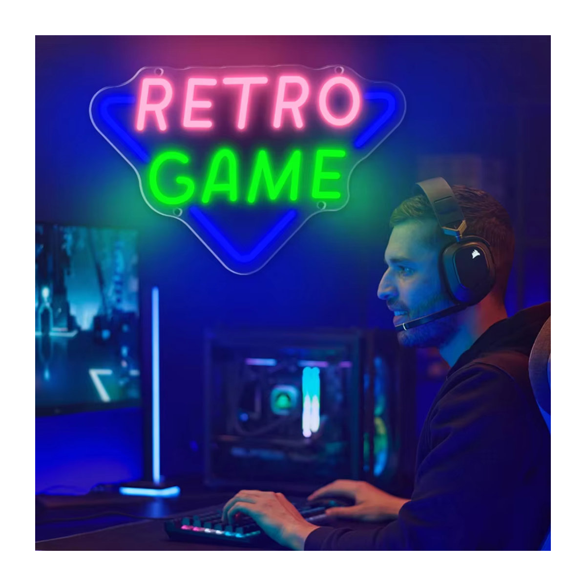 Arcade Neon Schild LED Retro Wandkunst mit einstellbarer Helligkeit und USB-Anschluss für dein Gaming Zimmer in Bunt - Bild 4