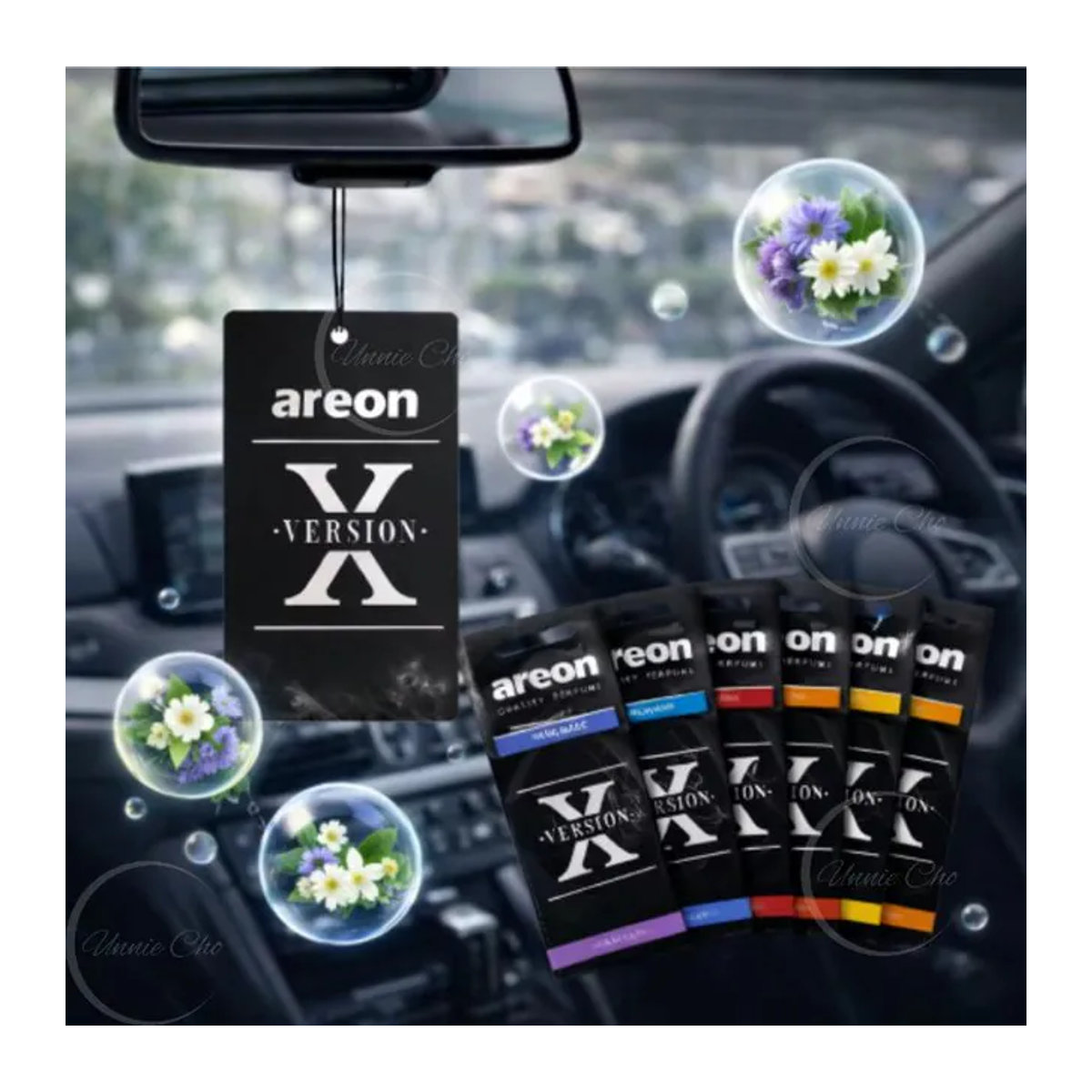 Areon Long Lasting Scent X Version Papier-Lufterfrischer Kokosnuss Schwarz zum Aufhängen im Auto - Bild 1