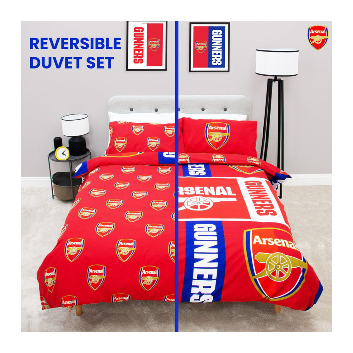 Arsenal FC Gunners Wendbares Wappen Bettwäscheset Double Schwarz Rot - Bild 3