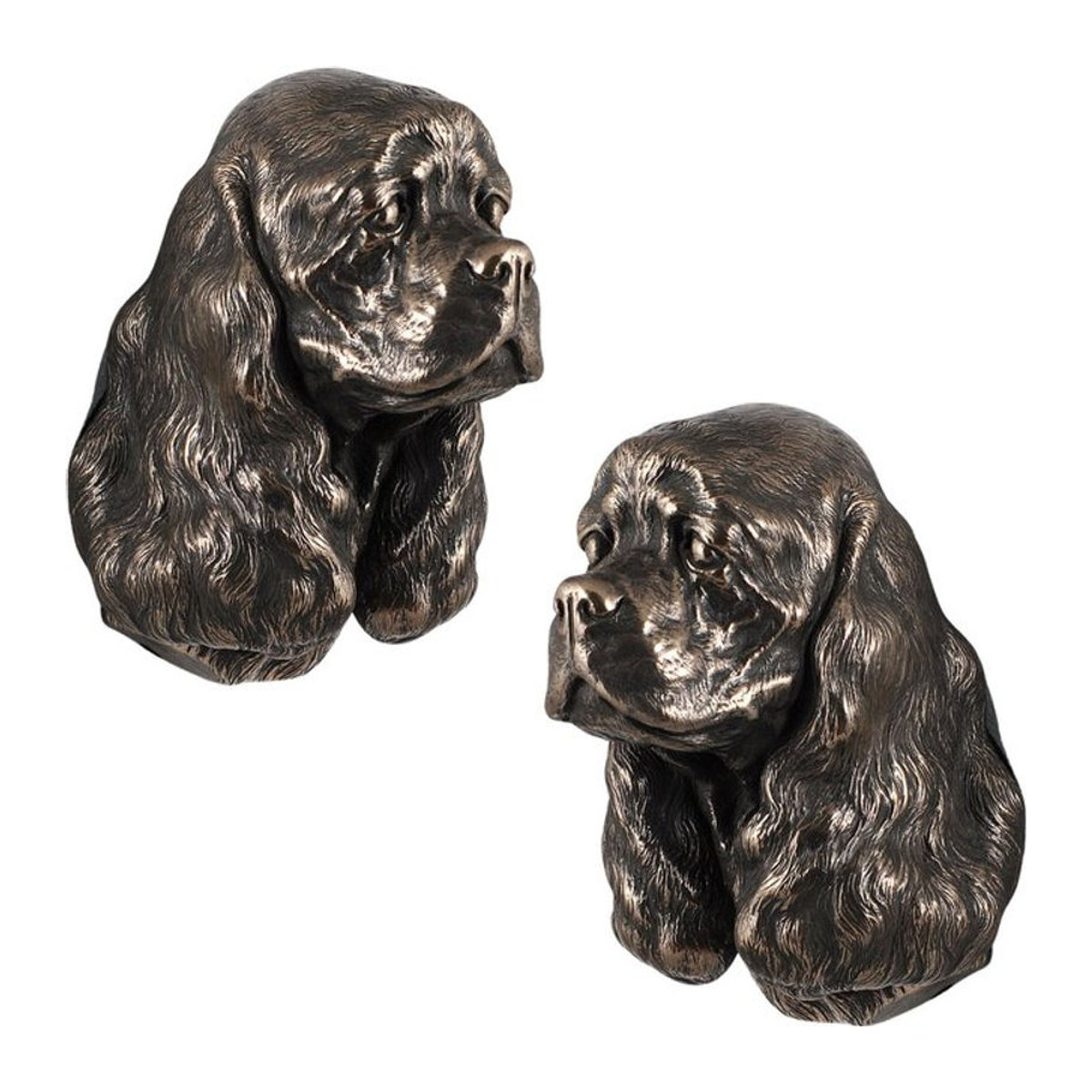 Art-Dog American Cocker Spaniel Merry Cocker Wanddeko als hängende Büste aus Kunstharz und Metall in Braun und Silber - Bild 1