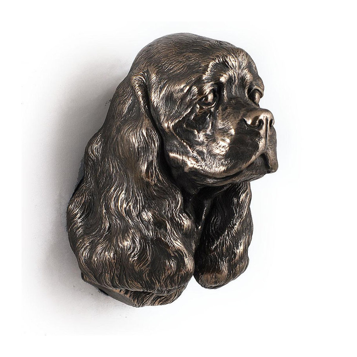 Art-Dog American Cocker Spaniel Merry Cocker Wanddeko als hängende Büste aus Kunstharz und Metall in Braun und Silber - Bild 2