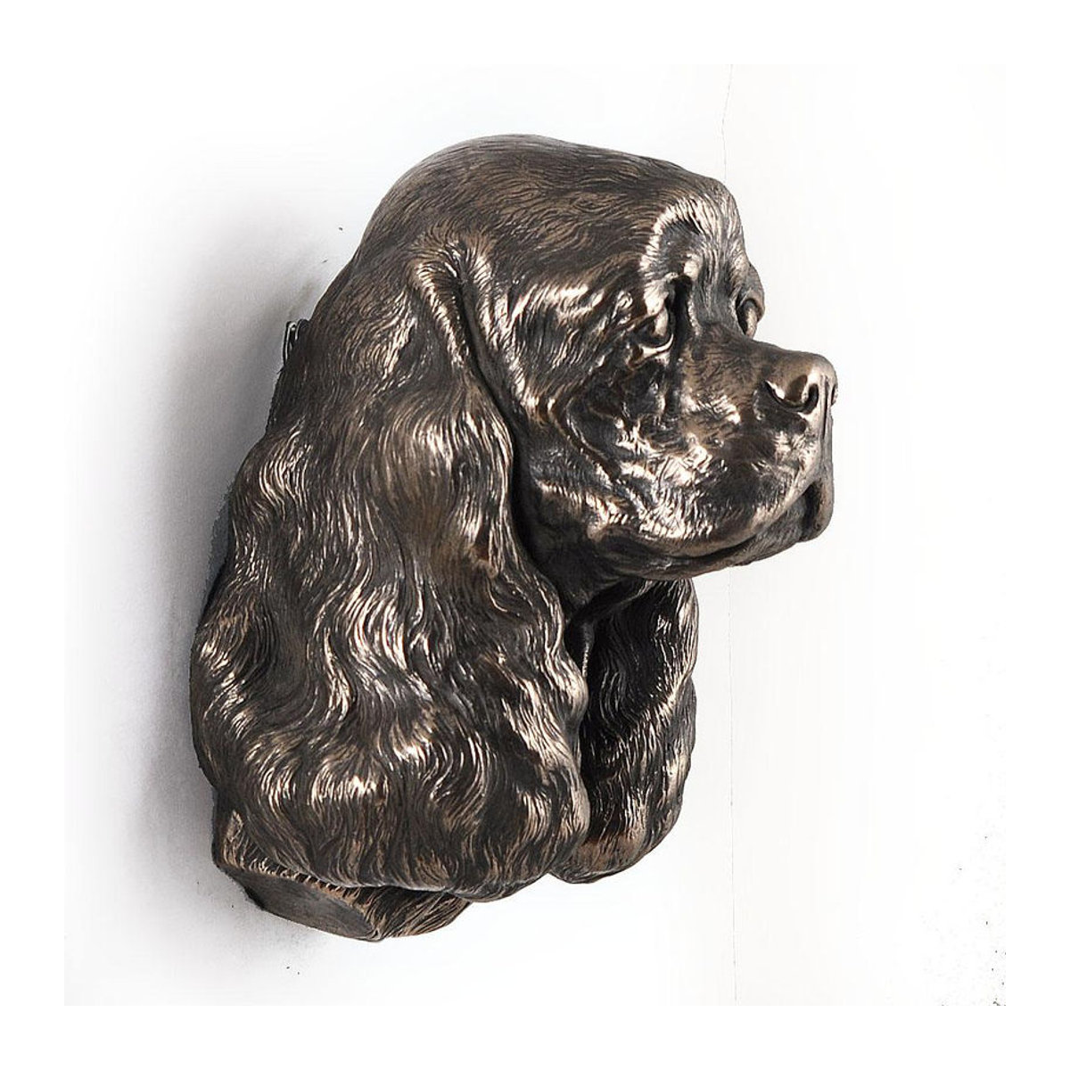 Art-Dog American Cocker Spaniel Merry Cocker Wanddeko als hängende Büste aus Kunstharz und Metall in Braun und Silber - Bild 3