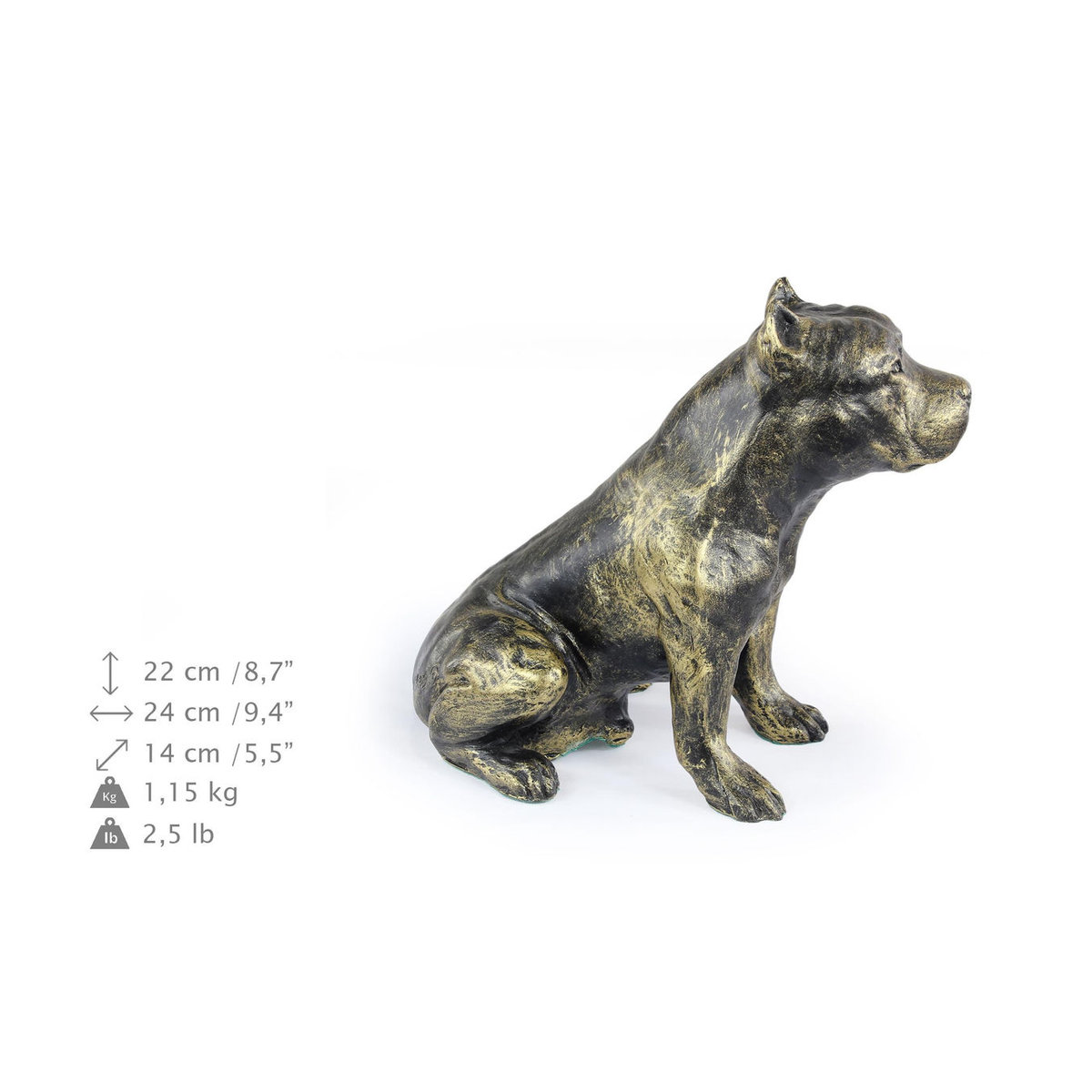 Art-Dog American Staffordshire Terrier Hundestatue aus Kunstharz in Braun - Bild 11