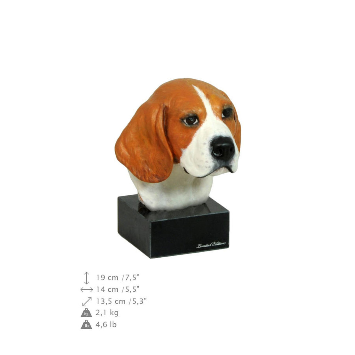 Art-Dog Beagle Figur aus Kunstharz in Braun und Mehrfarbig als dekorative Statue im Art-Deco-Stil - Bild 2