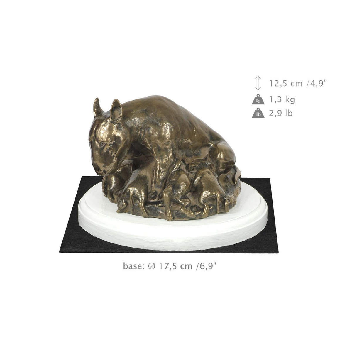 Art-Dog Bull Terrier Bully II Hundefigur in Braun auf weißem Sockel zur Dekoration - Bild 2