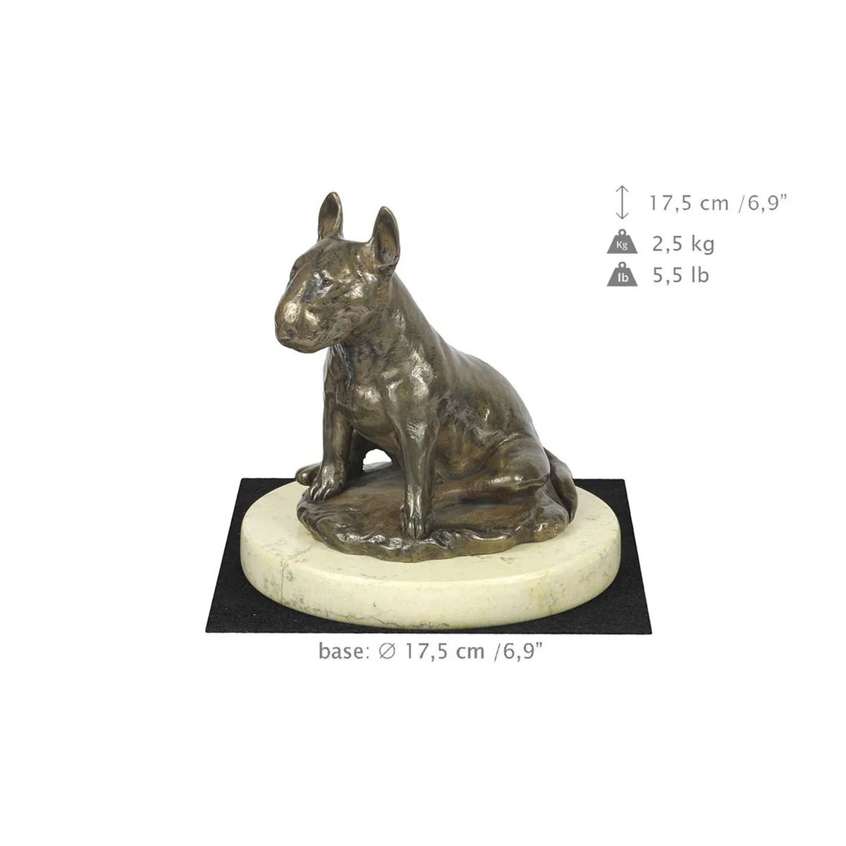 Art-Dog Bull Terrier Bully III Hundefigur als dekorative Silhouette in Bronze-Optik aus Kunstharz und Stein, beige und braun - Bild 3
