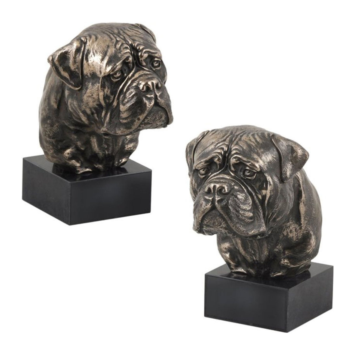 Art-Dog Bullmastiff Hundestatue als Büste auf Steinsockel in Braun - Bild 1
