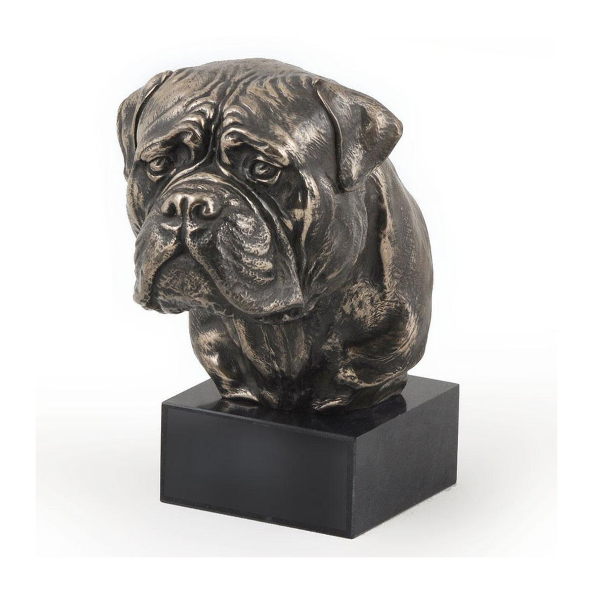 Art-Dog Bullmastiff Hundestatue als Büste auf Steinsockel in Braun - Bild 2
