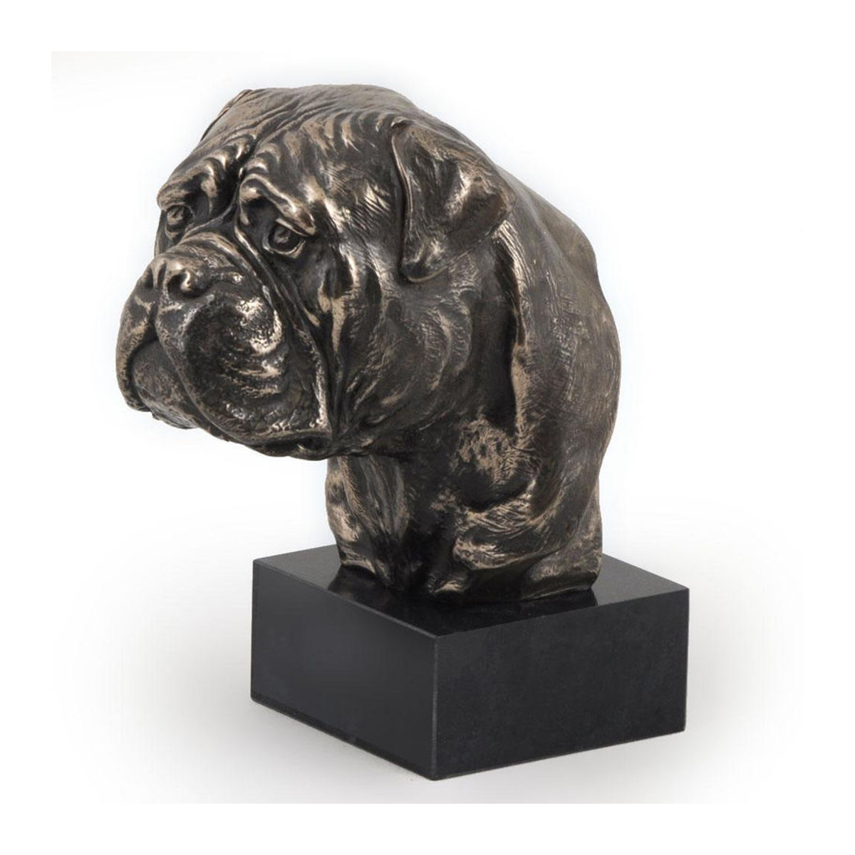 Art-Dog Bullmastiff Hundestatue als Büste auf Steinsockel in Braun - Bild 3