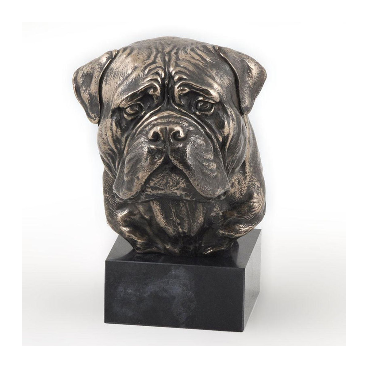 Art-Dog Bullmastiff Hundestatue als Büste auf Steinsockel in Braun - Bild 4