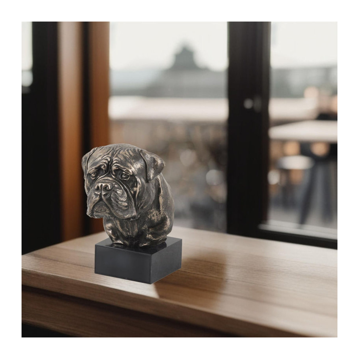 Art-Dog Bullmastiff Hundestatue als Büste auf Steinsockel in Braun - Bild 6