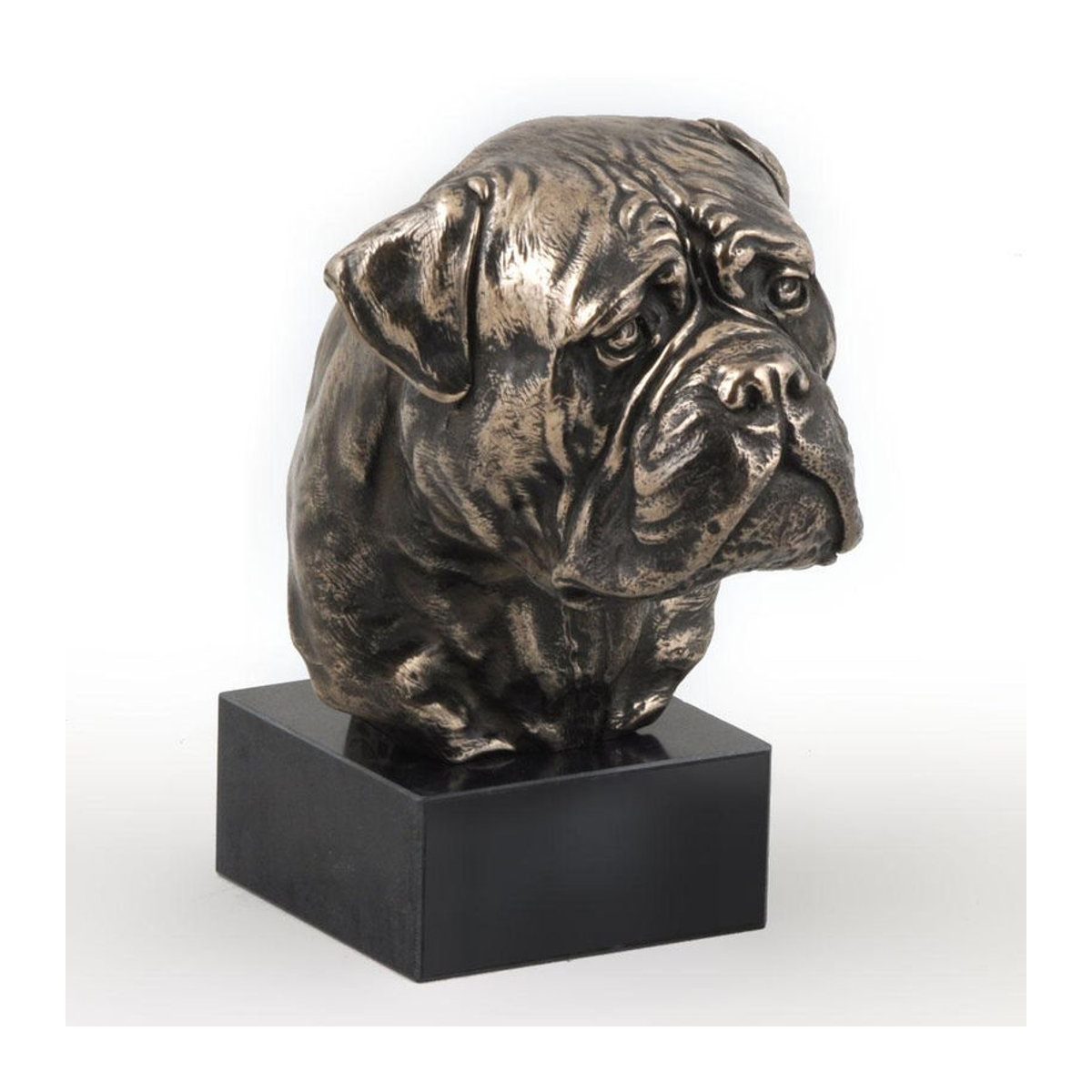 Art-Dog Bullmastiff Hundestatue als Büste auf Steinsockel in Braun - Bild 7