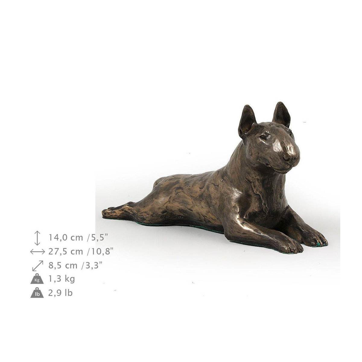 Art-Dog Bullterrier Bully IV Hunde-Figur in Braun auf weißem Sockel - Bild 3