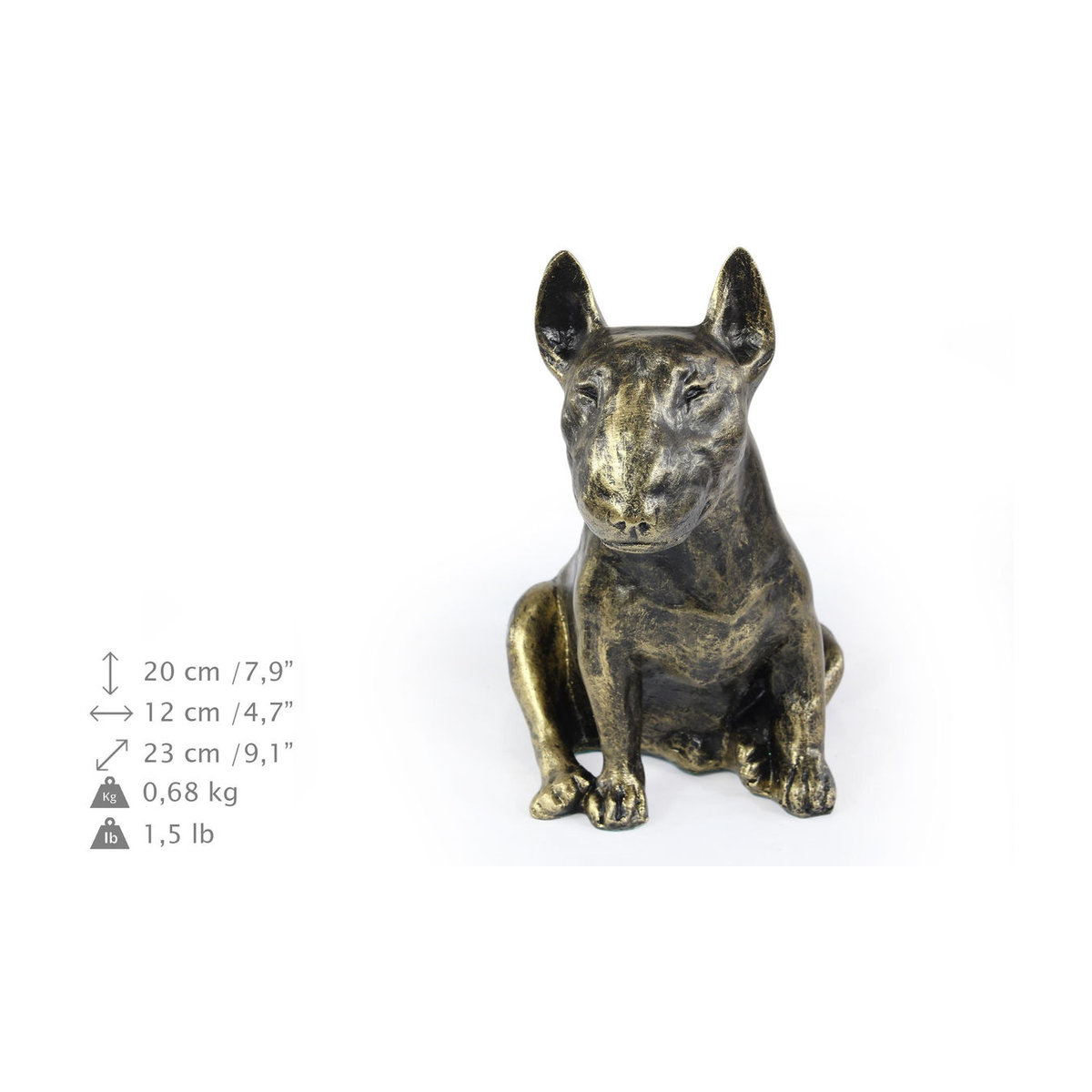 Art-Dog Bullterrier Hundestatue Bully I in Braun aus Kunstharz und Bronze als Dekoration für dein Wohnzimmer oder den Schreibtisch - Bild 11