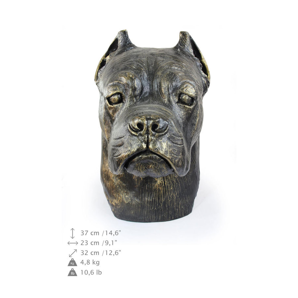 Art-Dog Cane Corso Hundebüste aus Kunstharz in Braun zur Dekoration für Garten und Wohnzimmer - Bild 4
