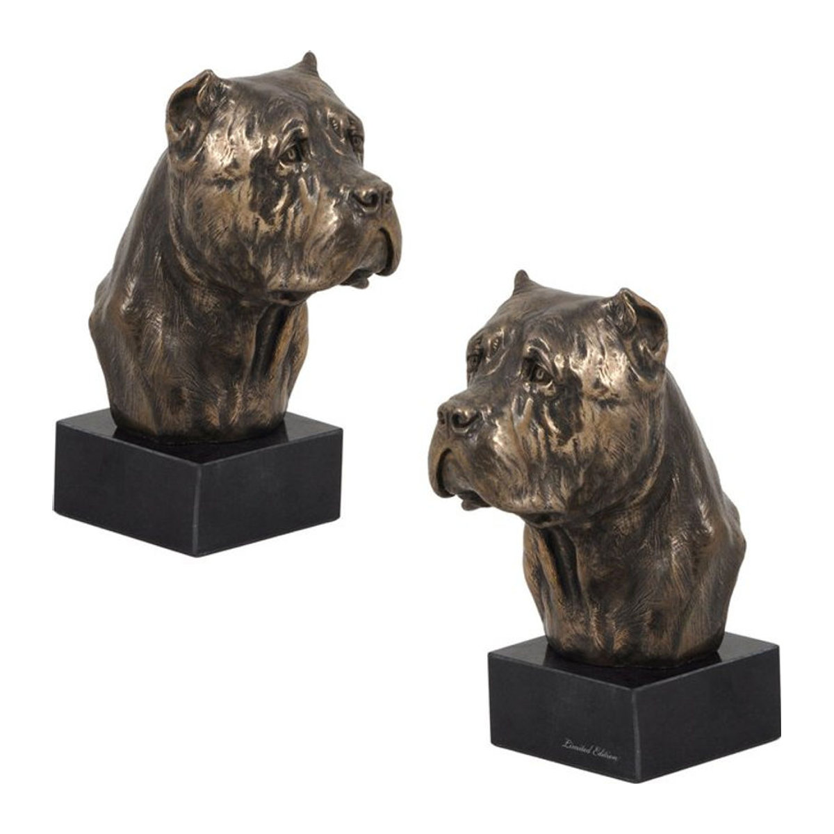 Art-Dog Cane Corso Hundestatue als Büste auf Steinsockel in Braun - Bild 1