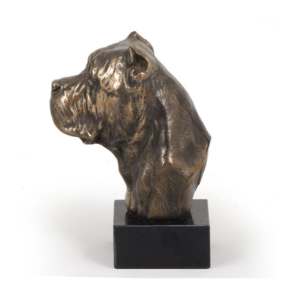 Art-Dog Cane Corso Hundestatue als Büste auf Steinsockel in Braun - Bild 2