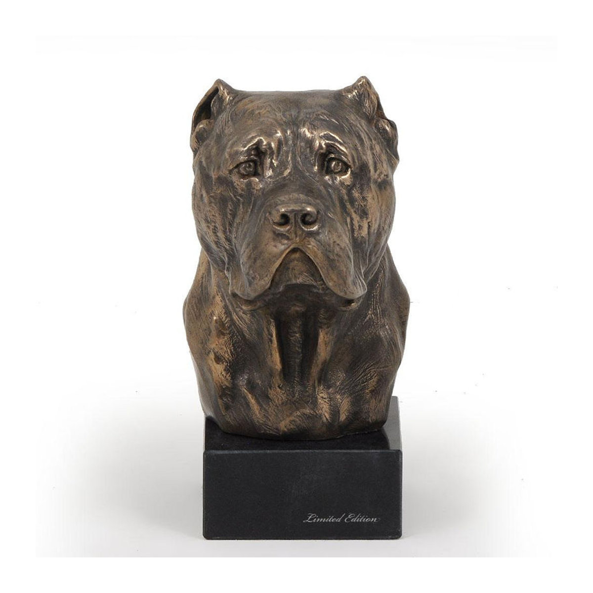 Art-Dog Cane Corso Hundestatue als Büste auf Steinsockel in Braun - Bild 3