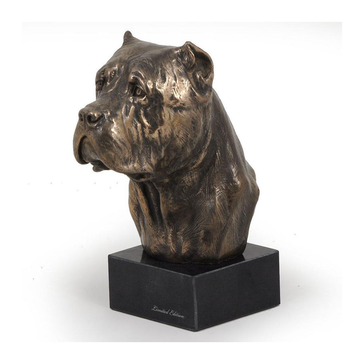 Art-Dog Cane Corso Hundestatue als Büste auf Steinsockel in Braun - Bild 4