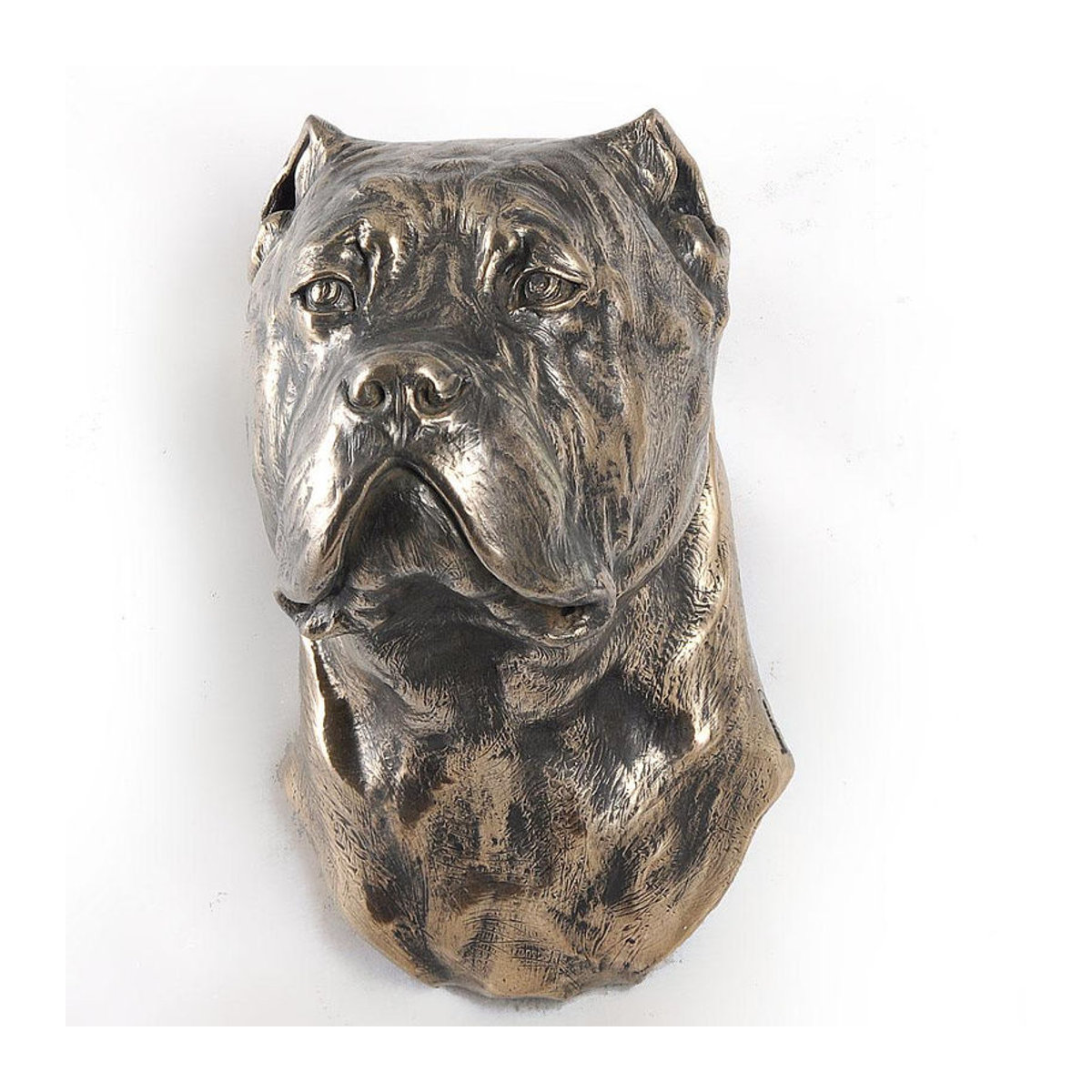 Art-Dog Cane Corso Hundestatue als hängende Büste aus Kunstharz und Metall in Braun - Bild 2