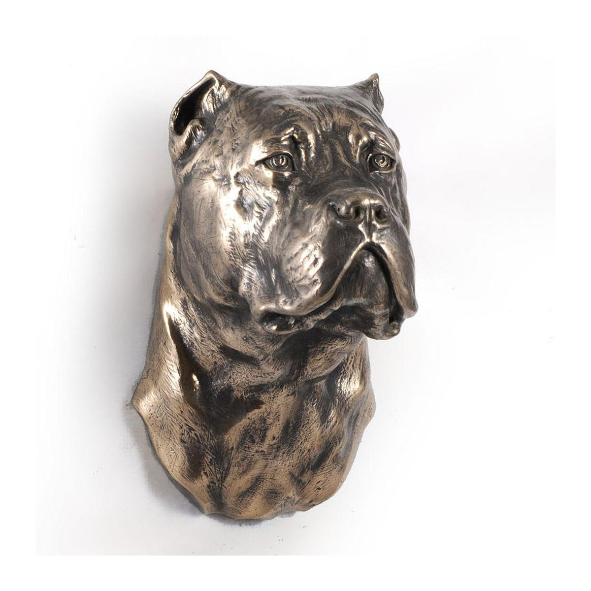 Art-Dog Cane Corso Hundestatue als hängende Büste aus Kunstharz und Metall in Braun - Bild 3