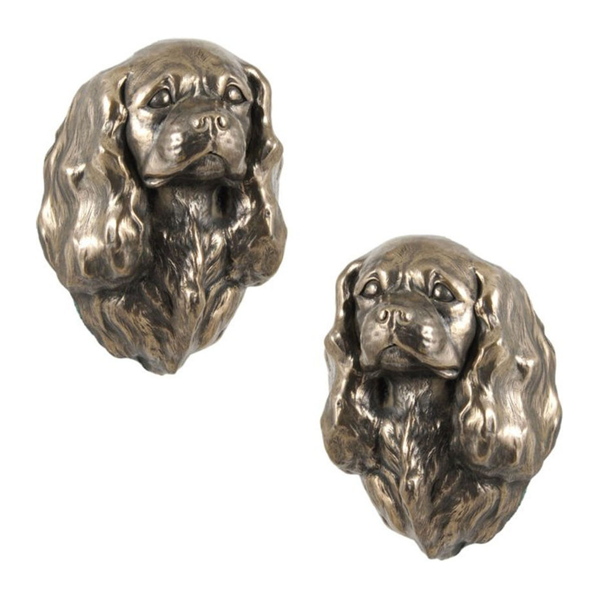 Art-dog Cavalier King Charles Spaniel Hundestatuette als hängende Büste aus Kunstharz und Metall in Bronze und Braun - Bild 1