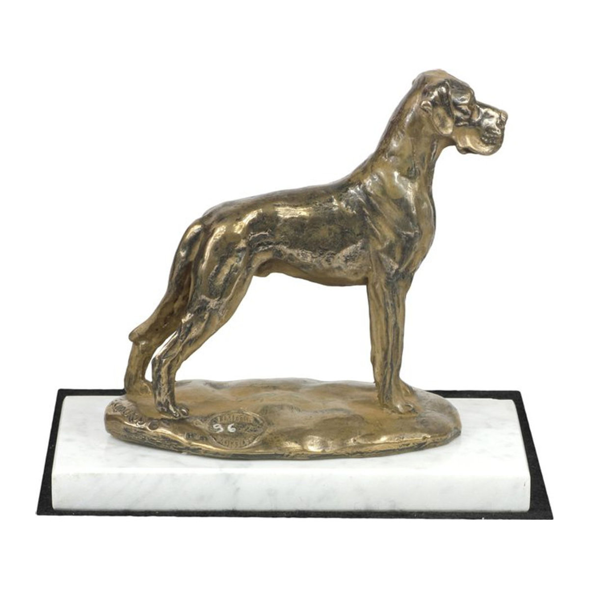 Art-Dog Dogue Allemand II Hundefigur als Statue auf weißem Marmor in Braun und Gold - Bild 1
