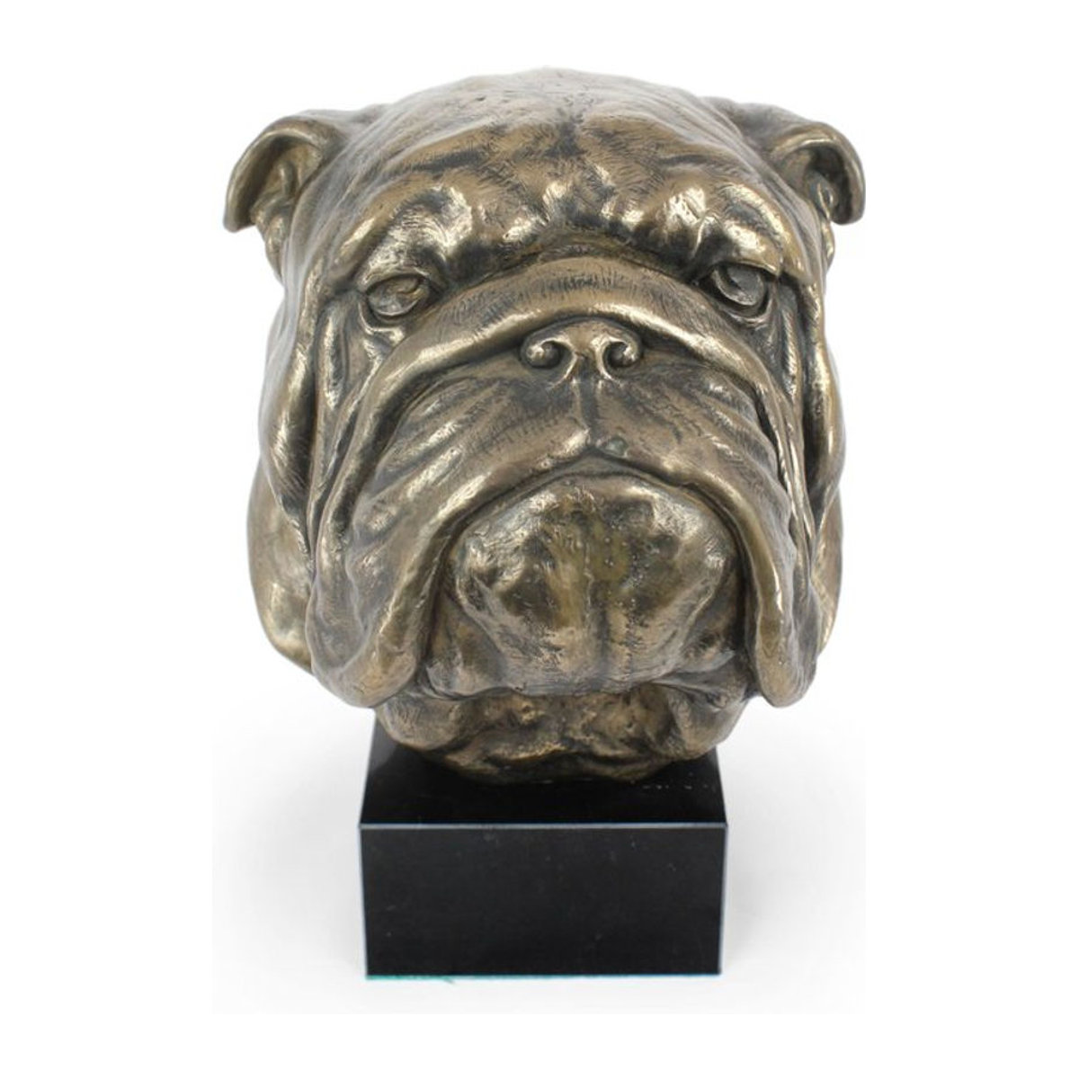 Art-Dog Englische Bulldogge Hundebüste als große Statue auf Steinsockel in Braun - Bild 1